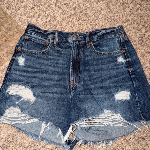 American Eagle Outfitters Blue Distressed Jean Shorts - Picture 2 of 4